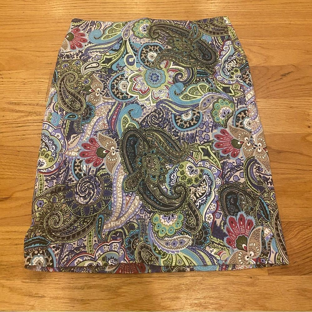 Talbots 6 petite paisley flat skirt midi